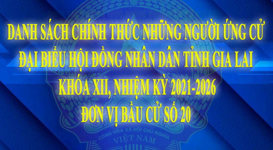 Danh sách chính thức những người ứng cử đại biểu HĐND tỉnh Gia Lai khóa XII nhiệm kỳ 2021-2026 ở đơn vị bầu cử số 20