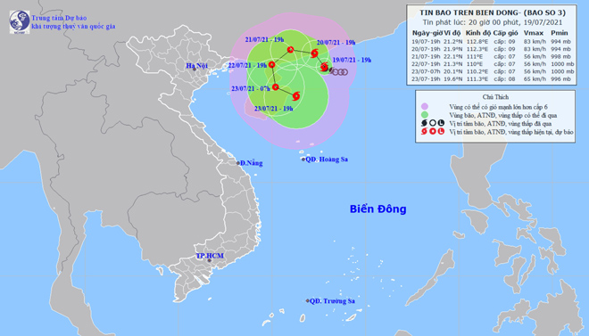 Bão số 3 quỹ đạo di chuyển phức tạp