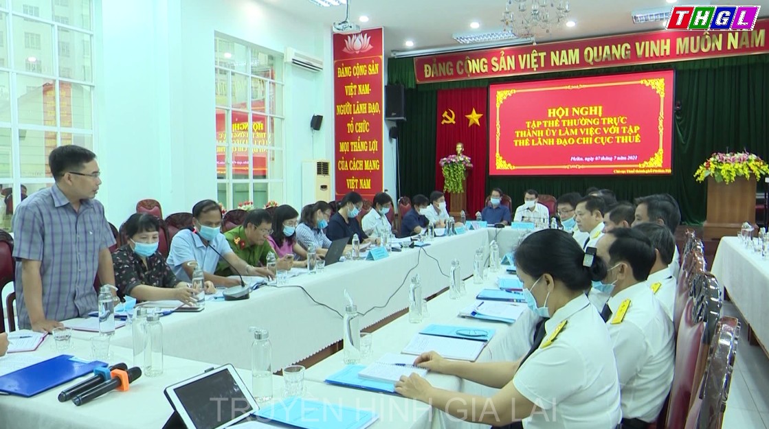 Thường trực Thành ủy Pleiku làm việc với  lãnh đạo Chi cục Thuế thành phố