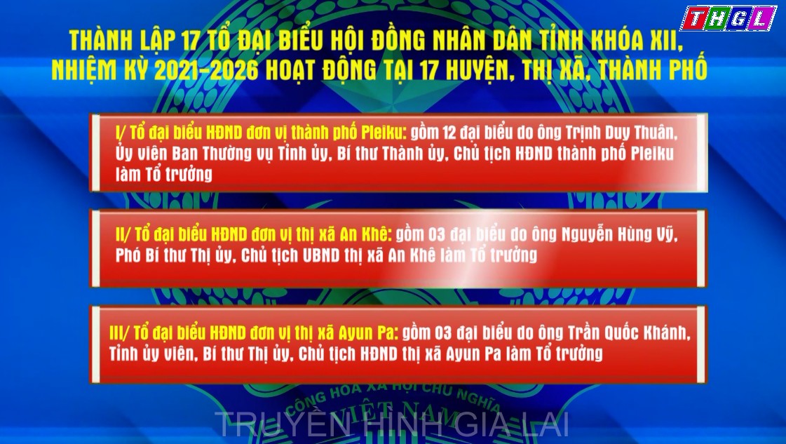 Thành lập 17 Tổ đại biểu Hội đồng nhân dân tỉnh khóa XII, nhiệm kỳ 2021-2026 hoạt động tại 17 huyện, thị xã, thành phố