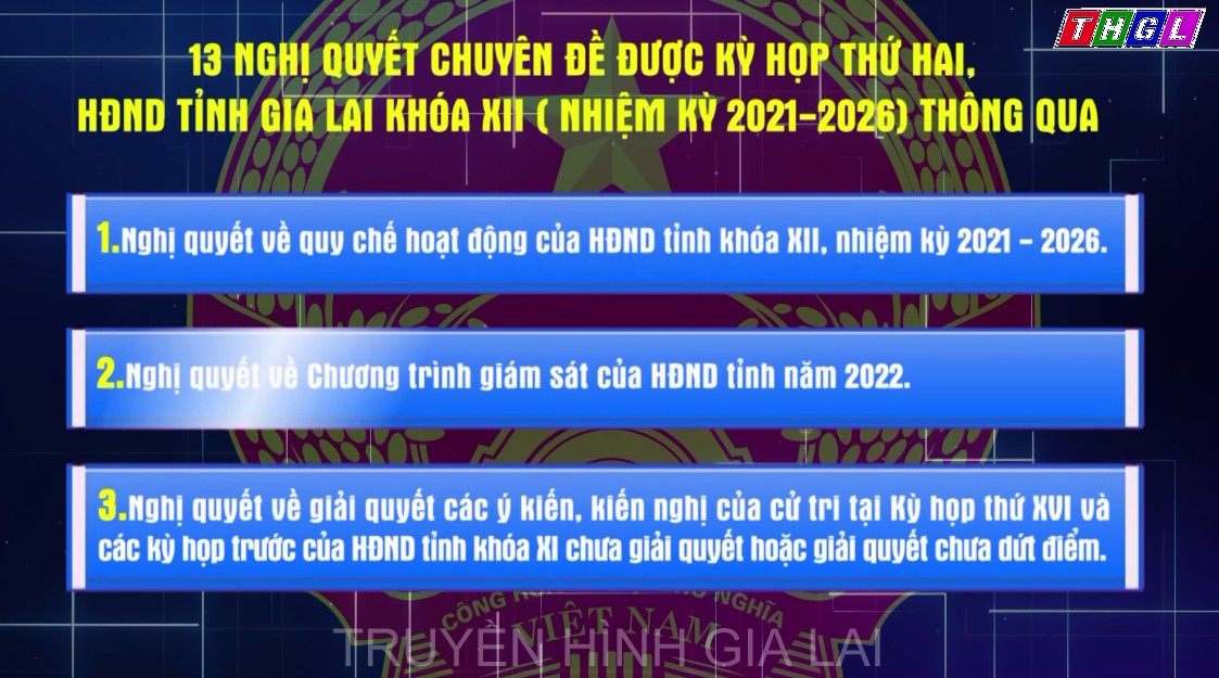 Kỳ họp thứ Hai, HĐND tỉnh Gia Lai khóa XII (nhiệm kỳ 2021-2026) thông qua 14 Nghị quyết