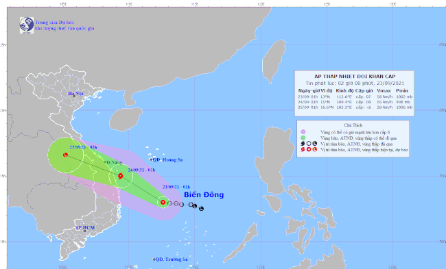 Áp thấp nhiệt đới sắp mạnh lên thành bão, cách bờ biển Đà Nẵng khoảng 590 km