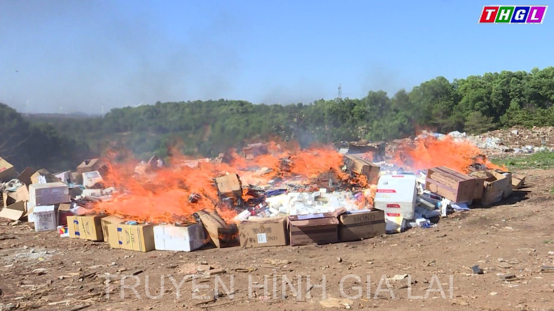 Gia Lai tiêu hủy gần 60.000 bao thuốc lá điếu nhập lậu và thuốc lá giả các loại