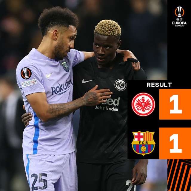 Kết quả Europa League: Barca không thắng Frankfurt, West Ham hoà Lyon