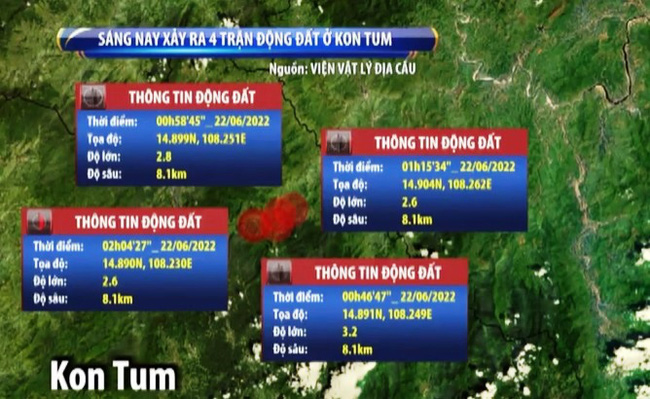 Động đất 3.6 độ Richter tại huyện Kon Plông, tỉnh Kon Tum