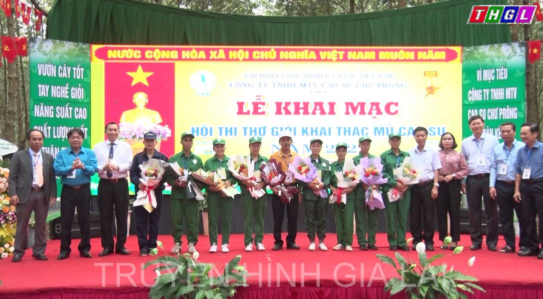 40 thí sinh tham gia Hội thi bàn tay vàng khai thác mủ cao su năm 2022 cao su Chư Prông