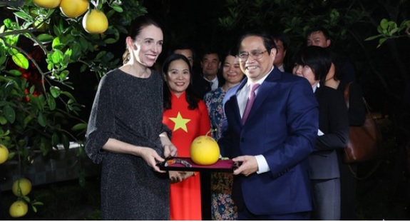 Hai Thủ tướng Việt Nam và New Zealand thăm Nhà sàn Bác Hồ