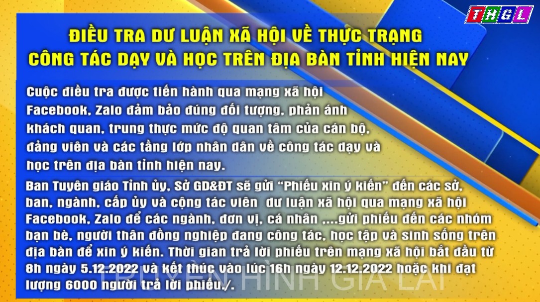 Điều tra dư luận xã hội về thực trạng công tác dạy và học trên địa bàn tỉnh hiện nay