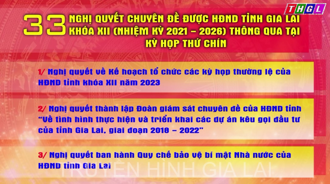 Kỳ họp thứ Chín – HĐND tỉnh Gia Lai khóa XII (nhiệm kỳ 2021-2026) thông qua 33 nghị quyết chuyên đề