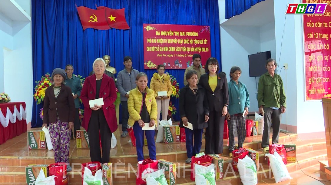 Phó Chủ nhiệm Ủy ban Pháp luật của Quốc hội Nguyễn Thị Mai Phương tặng quà Tết cho 35 hộ gia đình chính sách huyện Đak Pơ