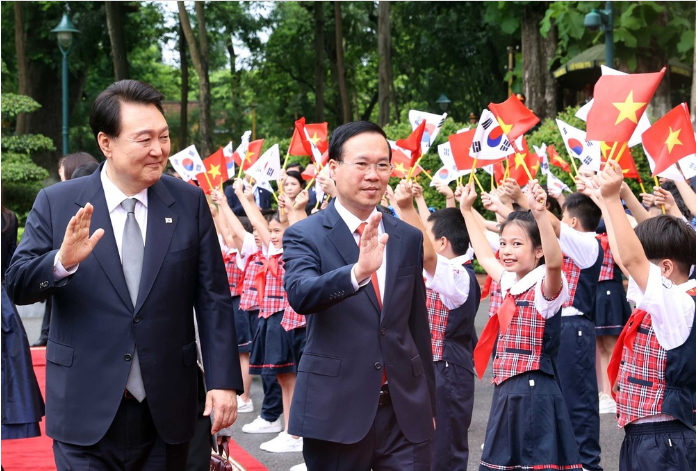 Chủ tịch nước Võ Văn Thưởng chủ trì Lễ đón Tổng thống Hàn Quốc Yoon Suk Yeol